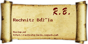 Rechnitz Béla névjegykártya